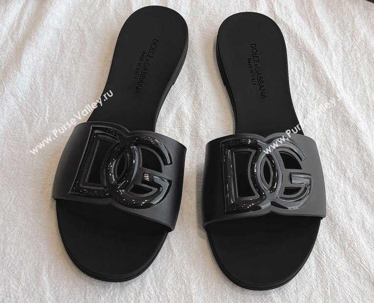 Cheap Sale Dolce Gabbana Rubber beachwear sliders Black (guodong-24012311)