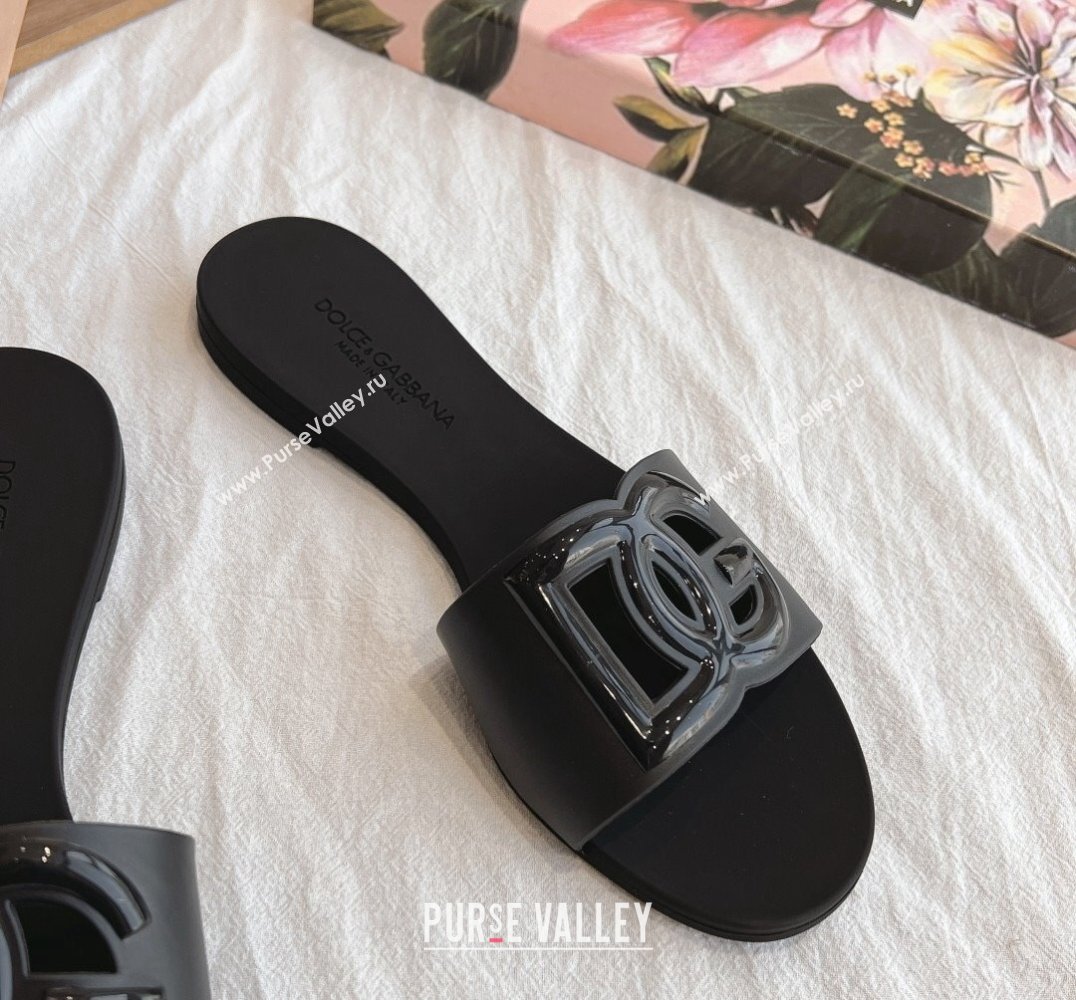 Cheap Sale Dolce Gabbana Rubber beachwear sliders Black (guodong-24012311)