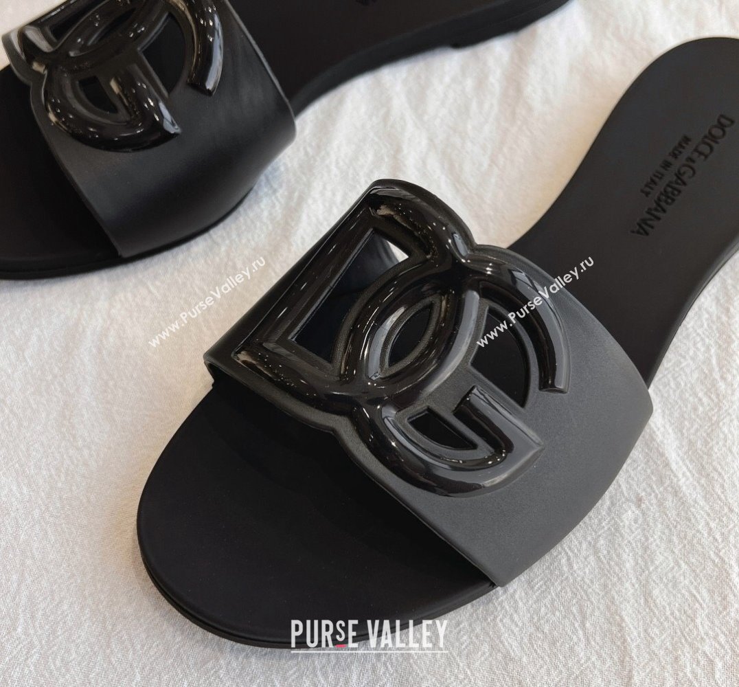 Cheap Sale Dolce Gabbana Rubber beachwear sliders Black (guodong-24012311)