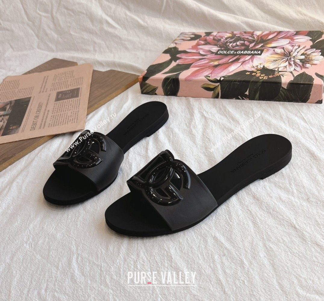 Cheap Sale Dolce Gabbana Rubber beachwear sliders Black (guodong-24012311)