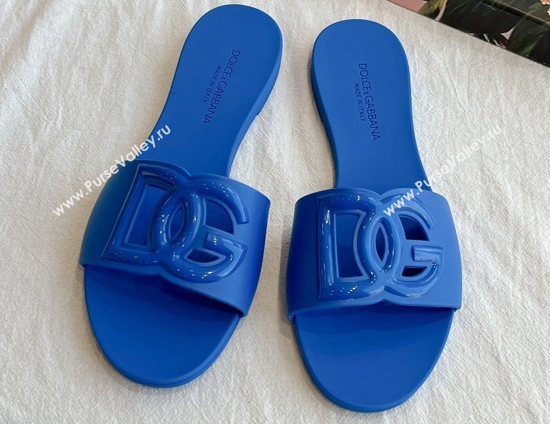 Cheap Sale Dolce Gabbana Rubber beachwear sliders Blue (guodong-24012312)