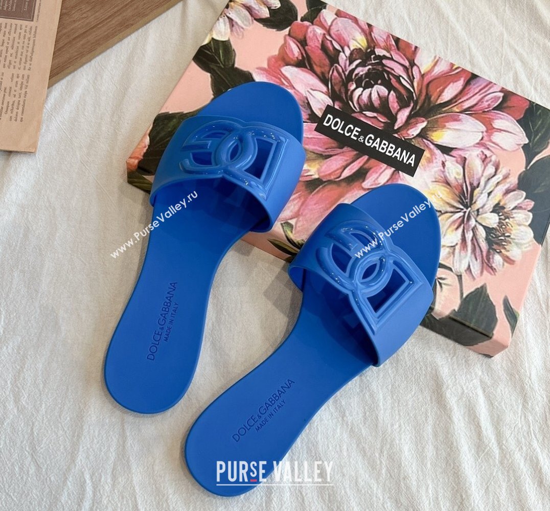 Cheap Sale Dolce Gabbana Rubber beachwear sliders Blue (guodong-24012312)