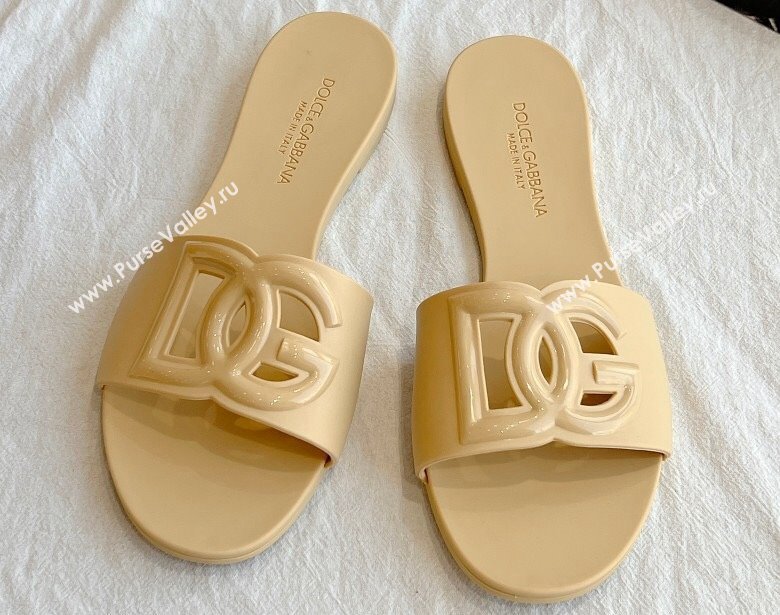 Cheap Sale Dolce Gabbana Rubber beachwear sliders Beige (guodong-24012314)