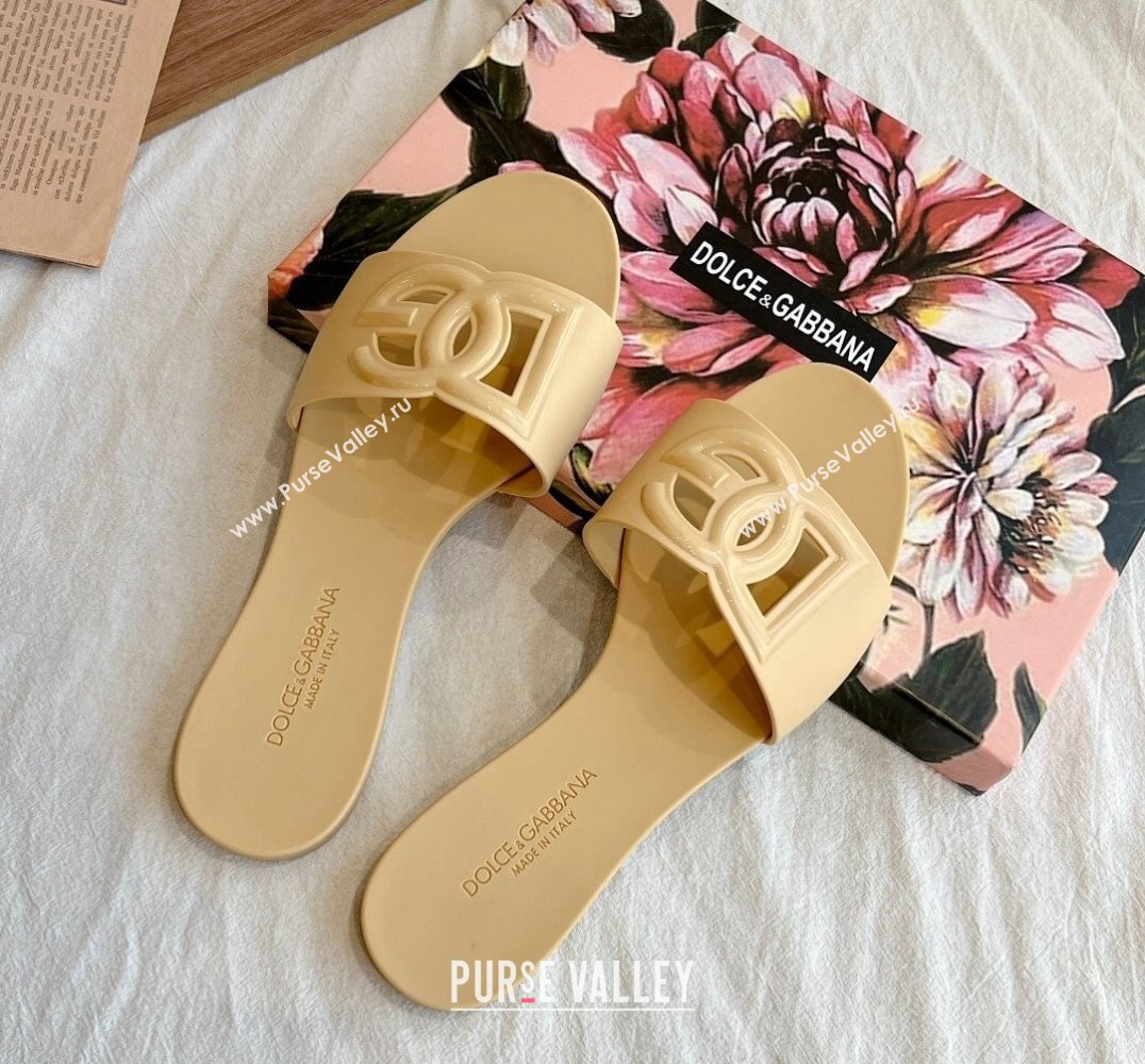 Cheap Sale Dolce Gabbana Rubber beachwear sliders Beige (guodong-24012314)