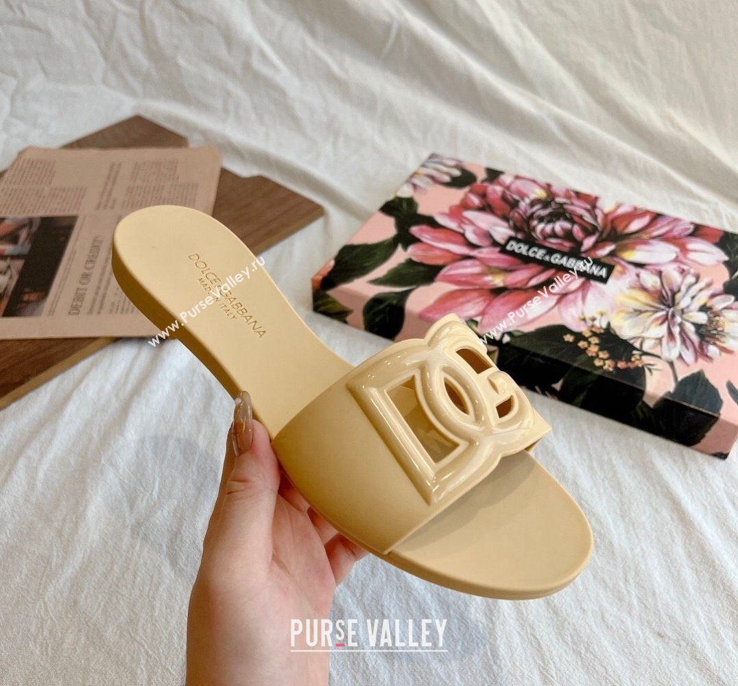 Cheap Sale Dolce Gabbana Rubber beachwear sliders Beige (guodong-24012314)