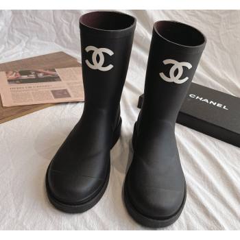 Cheap Sale Chanel CC Logo Rubber Rain Ankle Boots Black (guodong-24012305)