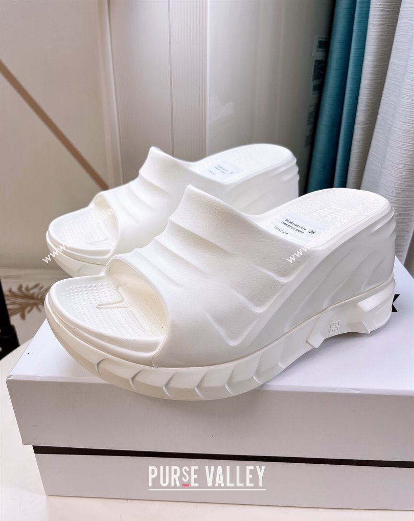 Cheap Sale Givenchy Heel 10cm Platform 4.5cm Marshmallow wedge sandals in rubber White (guodong-24012405)