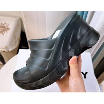 Cheap Sale Givenchy Heel 10cm Platform 4.5cm Marshmallow wedge sandals in rubber Black (guodong-24012404)