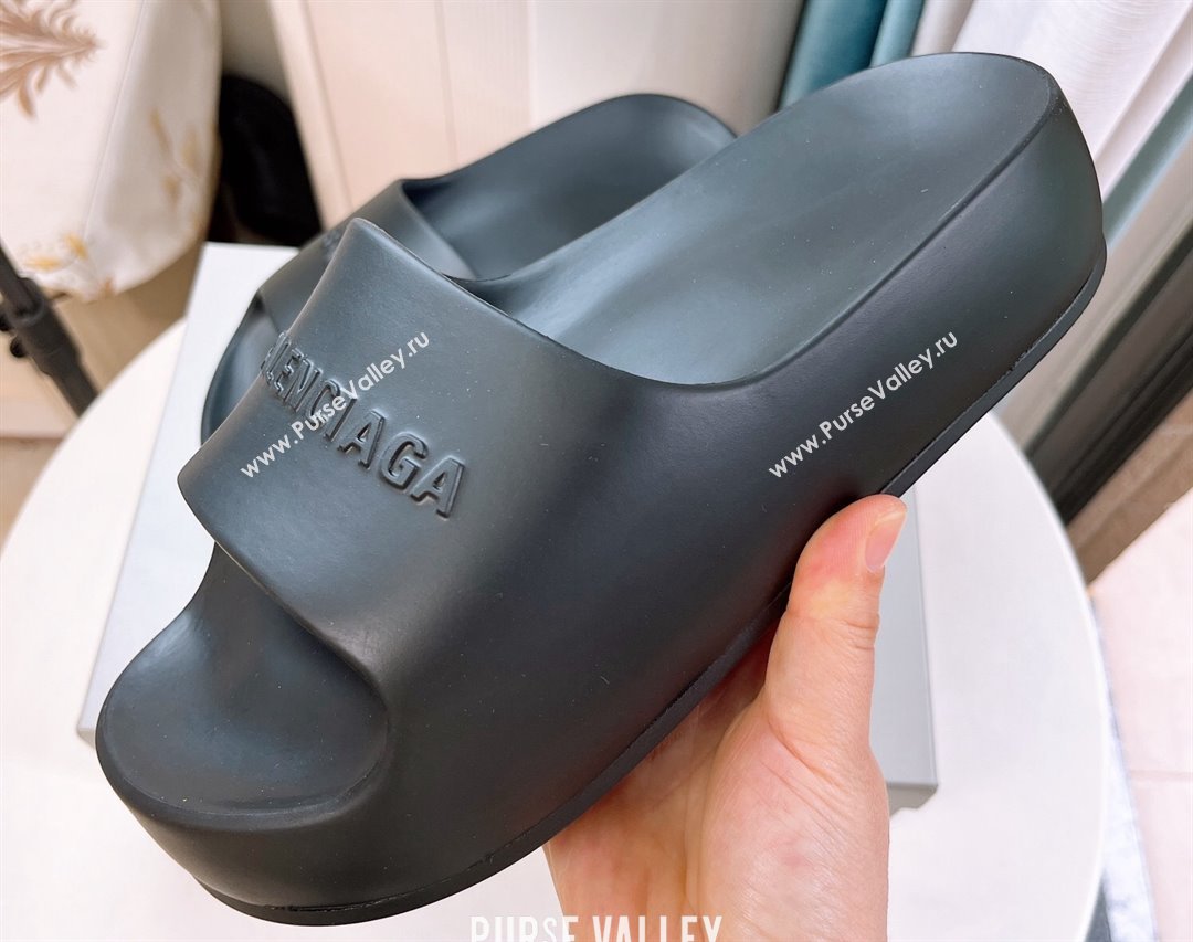 Cheap Sale Balenciaga Chunky Slide Sandals in Black rubber (guodong-24012401)