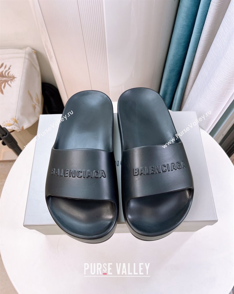 Cheap Sale Balenciaga Chunky Slide Sandals in Black rubber (guodong-24012401)