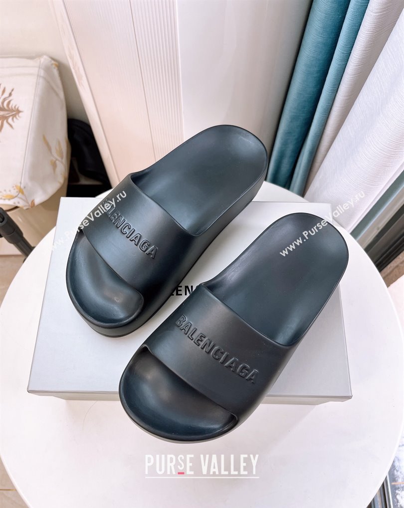 Cheap Sale Balenciaga Chunky Slide Sandals in Black rubber (guodong-24012401)