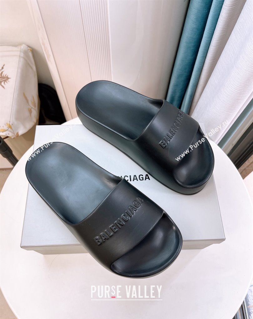 Cheap Sale Balenciaga Chunky Slide Sandals in Black rubber (guodong-24012401)