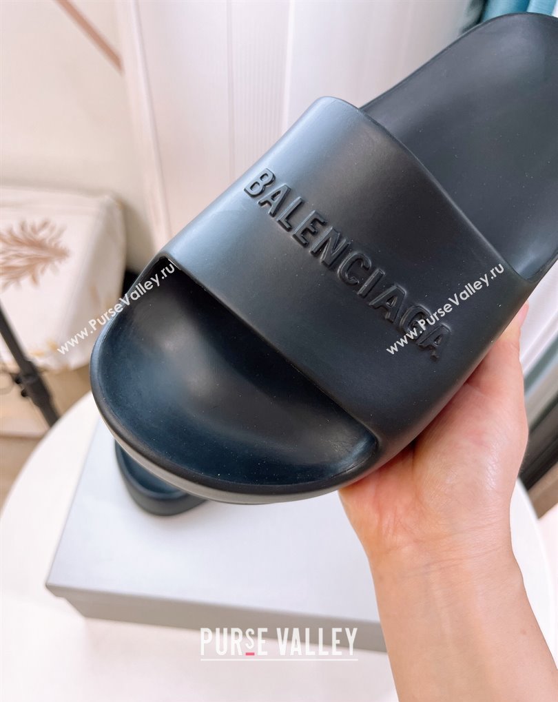 Cheap Sale Balenciaga Chunky Slide Sandals in Black rubber (guodong-24012401)