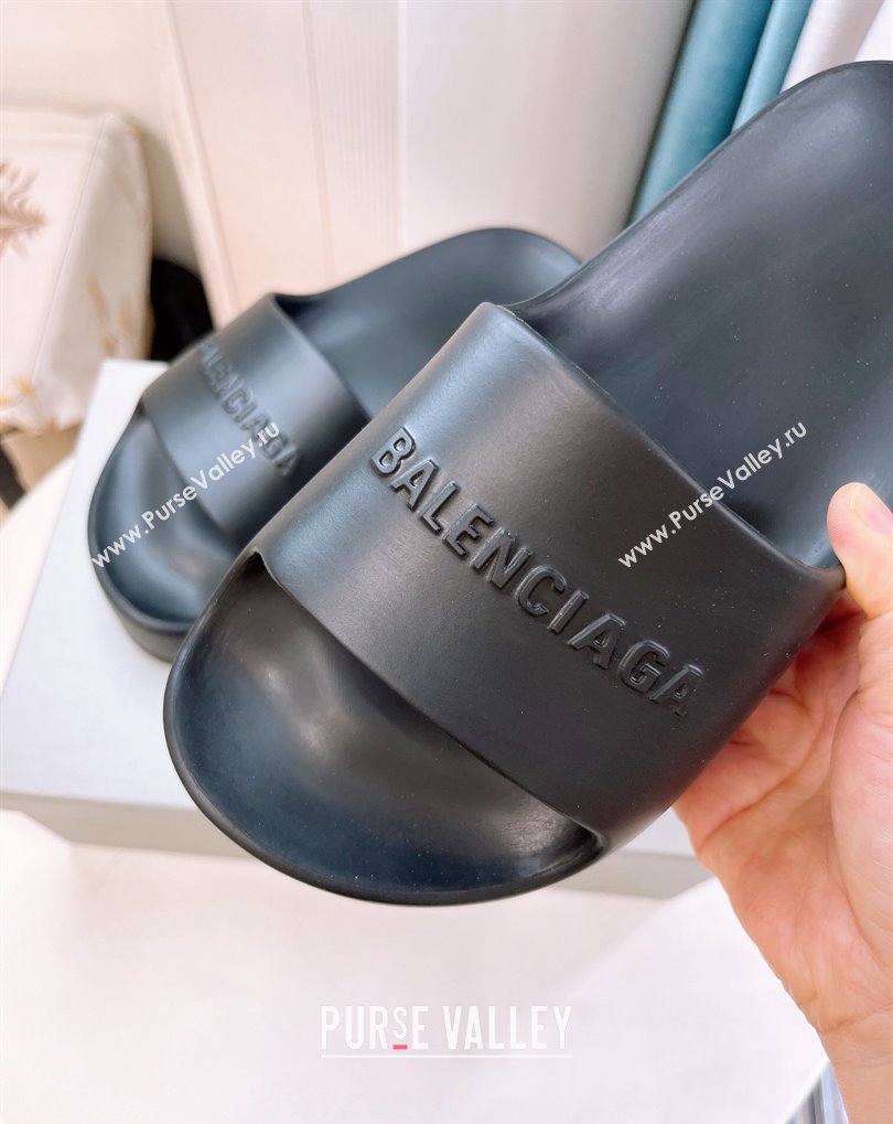 Cheap Sale Balenciaga Chunky Slide Sandals in Black rubber (guodong-24012401)