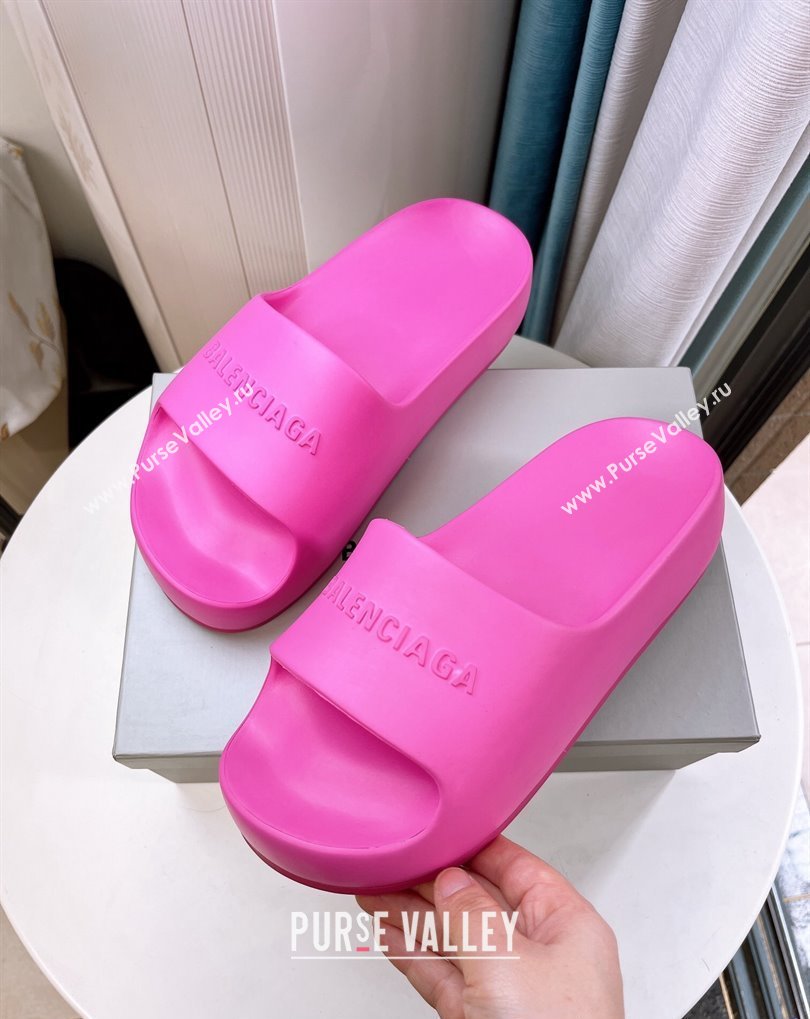 Cheap Sale Balenciaga Chunky Slide Sandals in Fuchsia rubber (guodong-24012403)