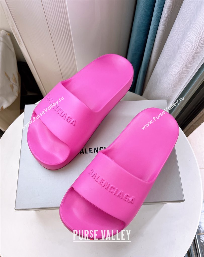 Cheap Sale Balenciaga Chunky Slide Sandals in Fuchsia rubber (guodong-24012403)