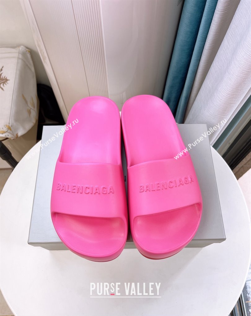 Cheap Sale Balenciaga Chunky Slide Sandals in Fuchsia rubber (guodong-24012403)