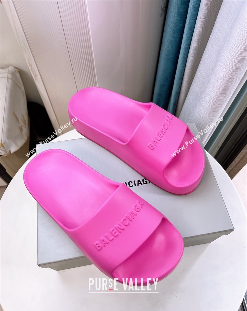 Cheap Sale Balenciaga Chunky Slide Sandals in Fuchsia rubber (guodong-24012403)