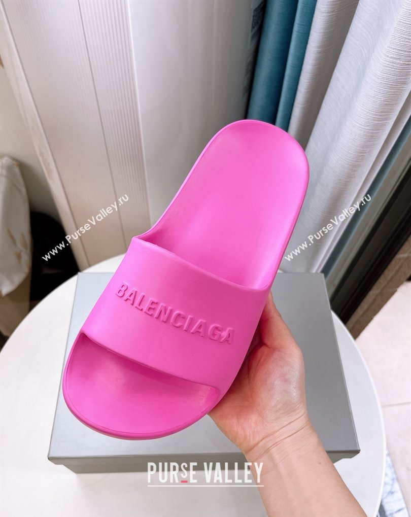 Cheap Sale Balenciaga Chunky Slide Sandals in Fuchsia rubber (guodong-24012403)