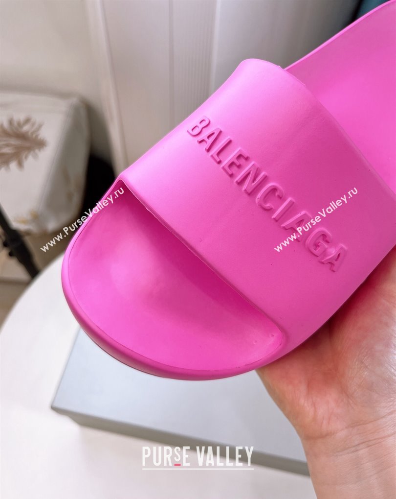 Cheap Sale Balenciaga Chunky Slide Sandals in Fuchsia rubber (guodong-24012403)