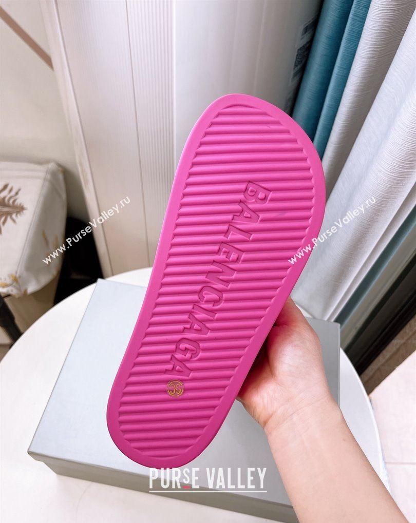 Cheap Sale Balenciaga Chunky Slide Sandals in Fuchsia rubber (guodong-24012403)