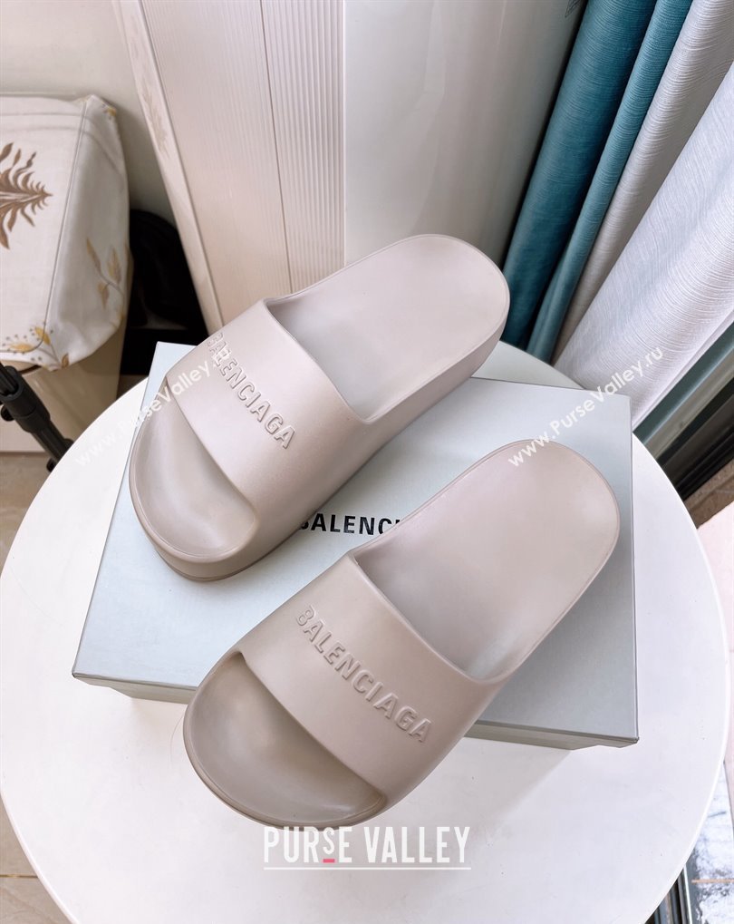 Cheap Sale Balenciaga Chunky Slide Sandals in Light Gray rubber (guodong-24012402)