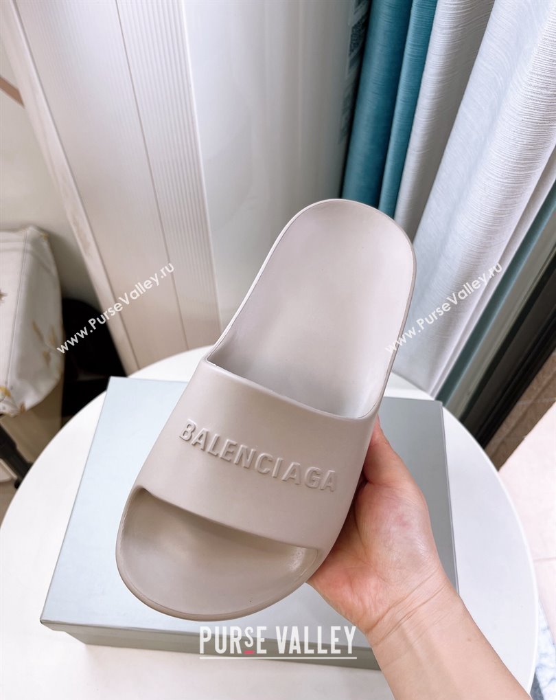 Cheap Sale Balenciaga Chunky Slide Sandals in Light Gray rubber (guodong-24012402)