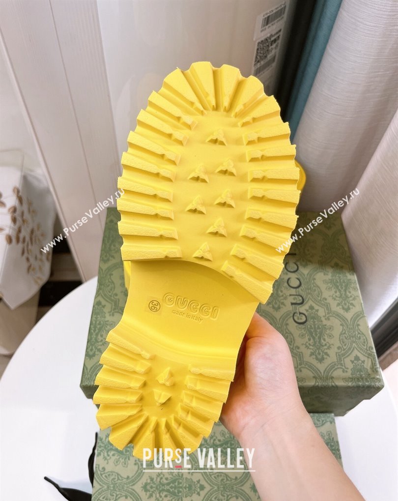 Cheap Sale Gucci perforated GG rubber platform slip-on sandals Yellow (guodong-24012427)