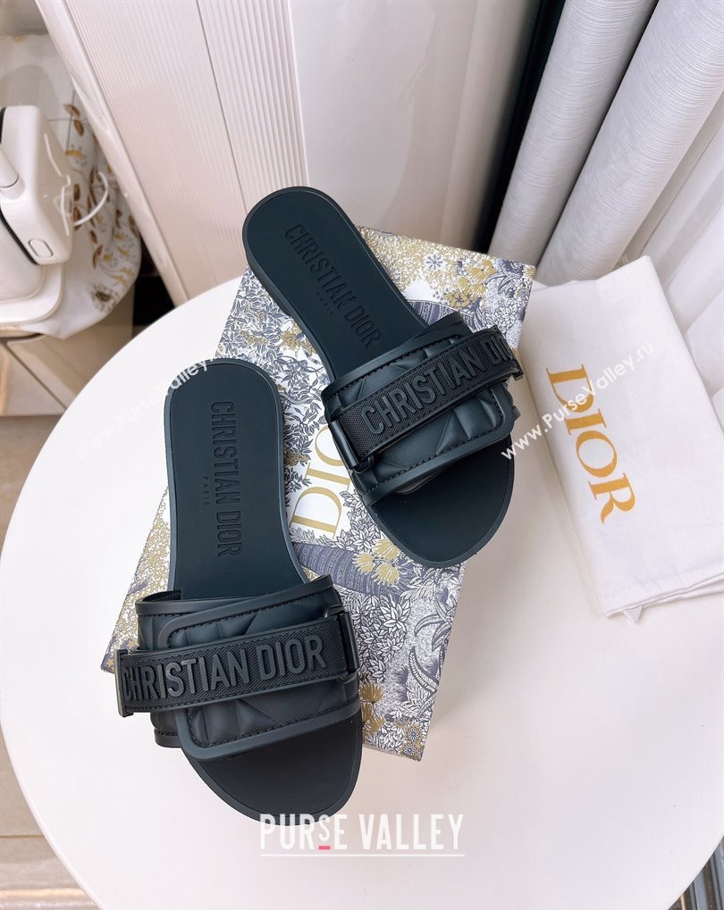 Cheap Sale Dior Dio(r)evolution Slides in Cannage PVC Black (guodong-24012416)