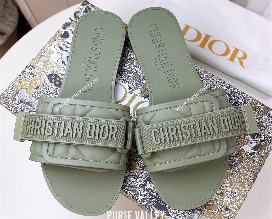 Cheap Sale Dior Dio(r)evolution Slides in Cannage PVC Green (guodong-24012419)