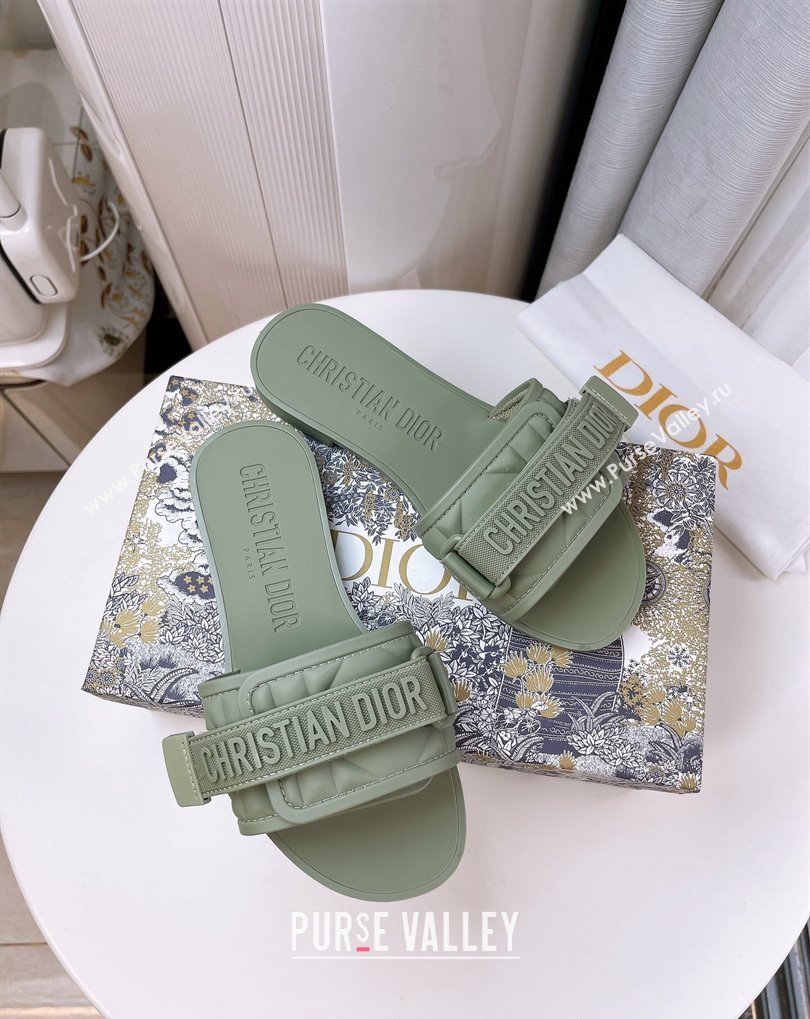 Cheap Sale Dior Dio(r)evolution Slides in Cannage PVC Green (guodong-24012419)