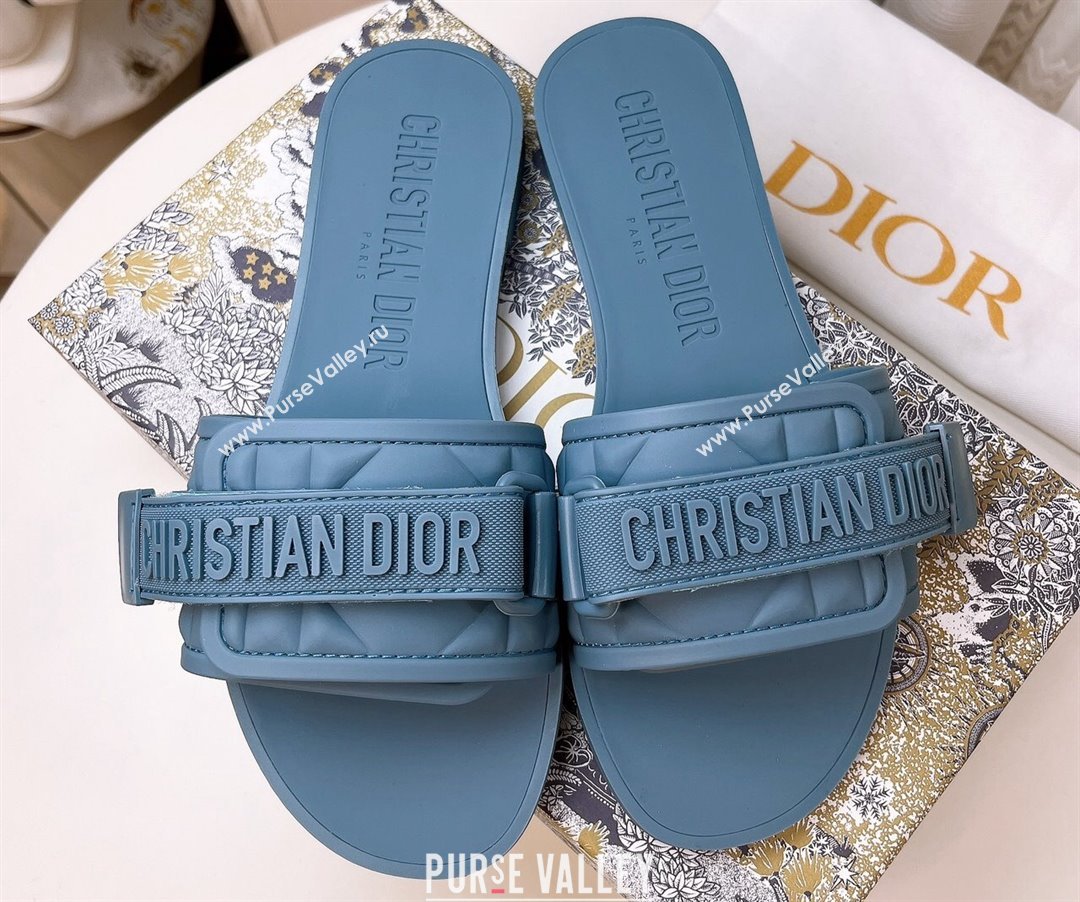 Cheap Sale Dior Dio(r)evolution Slides in Cannage PVC Blue (guodong-24012418)