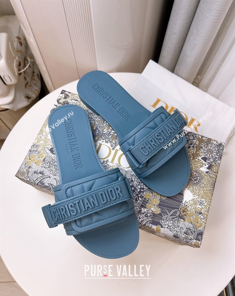 Cheap Sale Dior Dio(r)evolution Slides in Cannage PVC Blue (guodong-24012418)