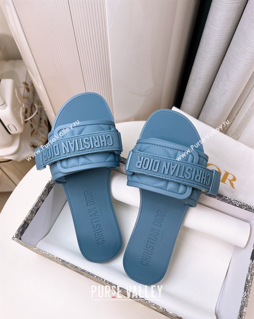 Cheap Sale Dior Dio(r)evolution Slides in Cannage PVC Blue (guodong-24012418)