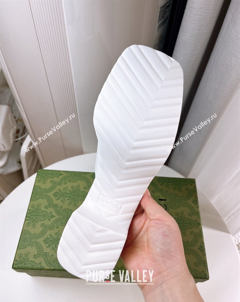 Cheap Sale Gucci Heel 5.5cm Platform 2.5cm Embossed Logo Rubber Mules White (guodong-24012435)