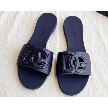 Cheap Sale Dolce Gabbana Rubber beachwear sliders Dark Blue (guodong-24012315)