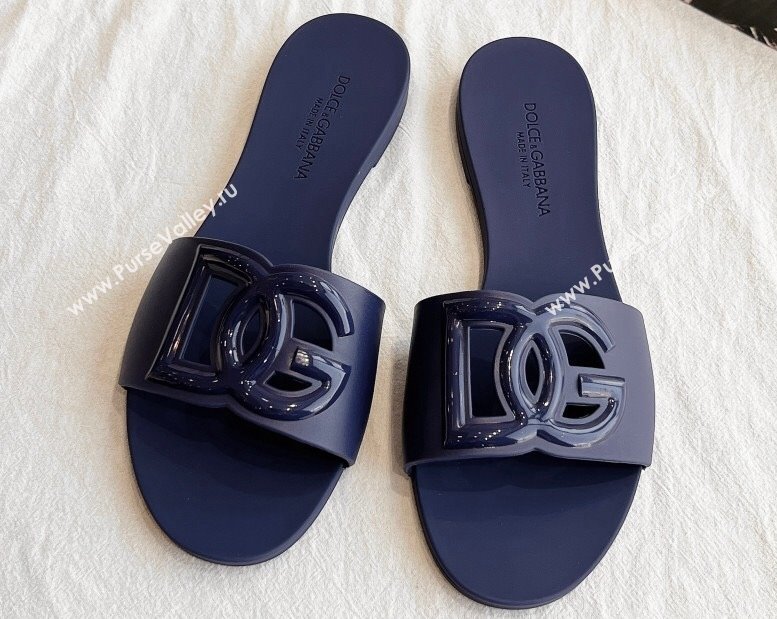 Cheap Sale Dolce Gabbana Rubber beachwear sliders Dark Blue (guodong-24012315)