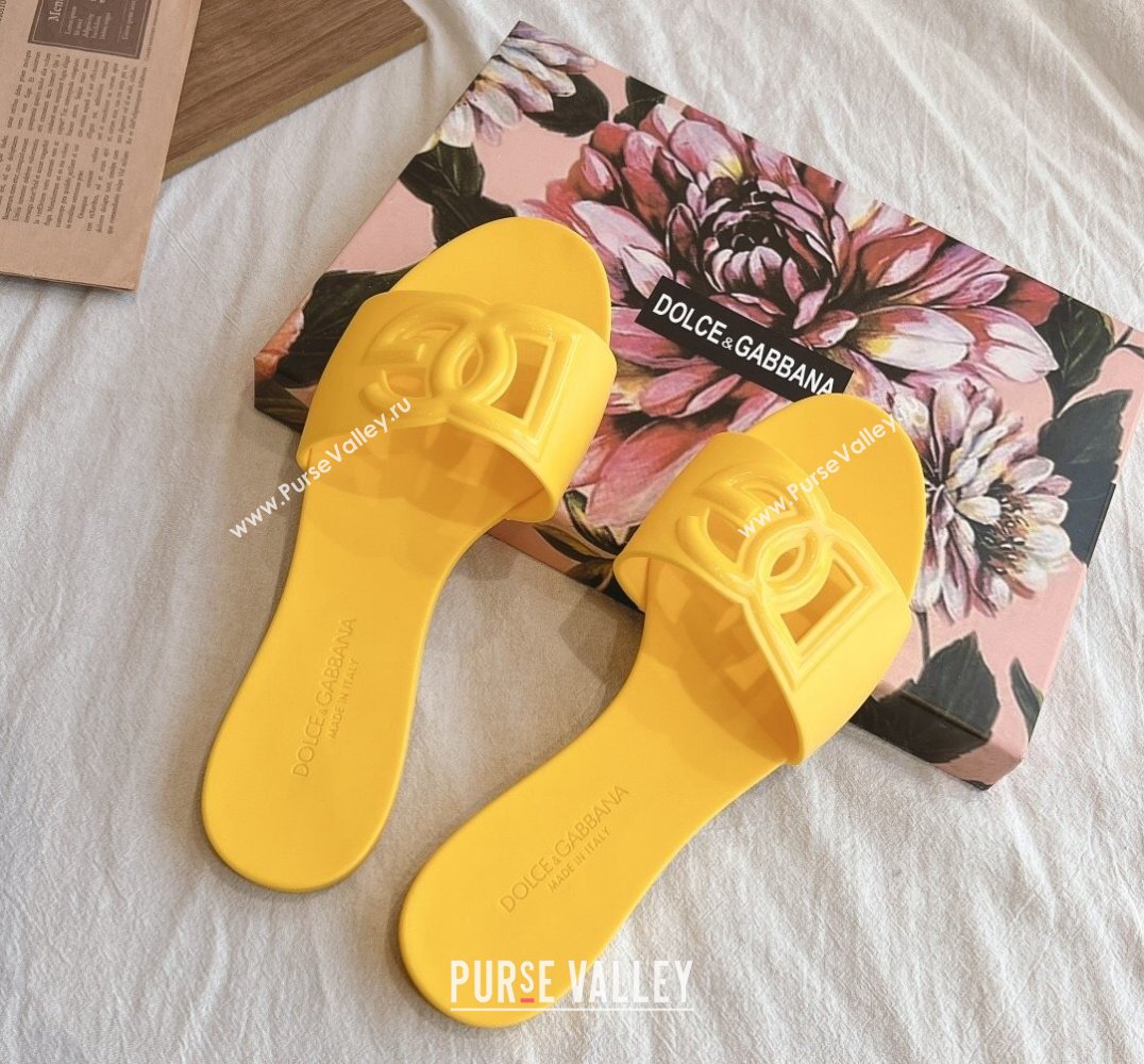 Cheap Sale Dolce Gabbana Rubber beachwear sliders Yellow (guodong-24012318)