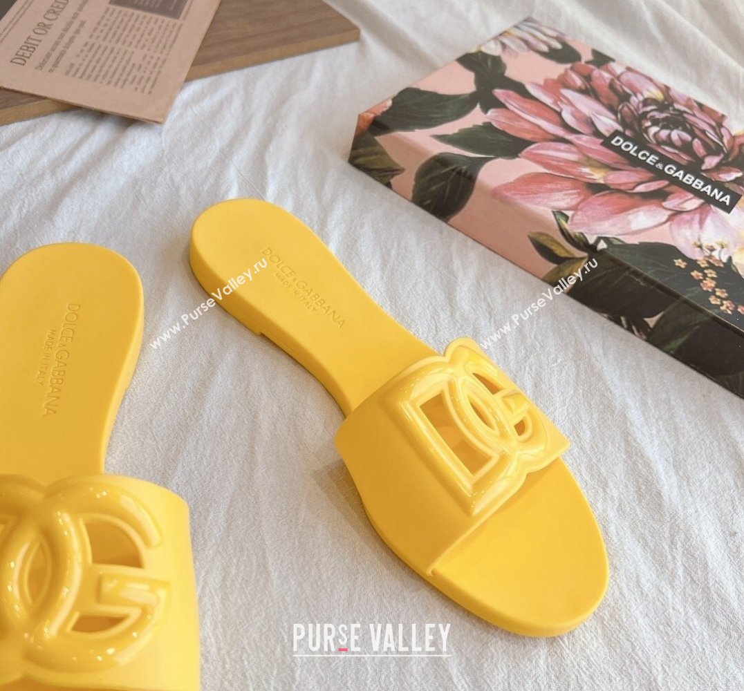 Cheap Sale Dolce Gabbana Rubber beachwear sliders Yellow (guodong-24012318)