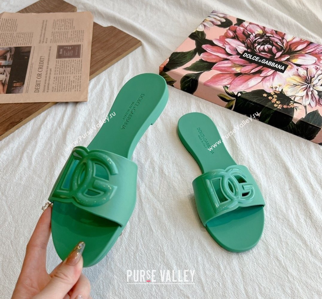 Cheap Sale Dolce Gabbana Rubber beachwear sliders Green (guodong-24012317)