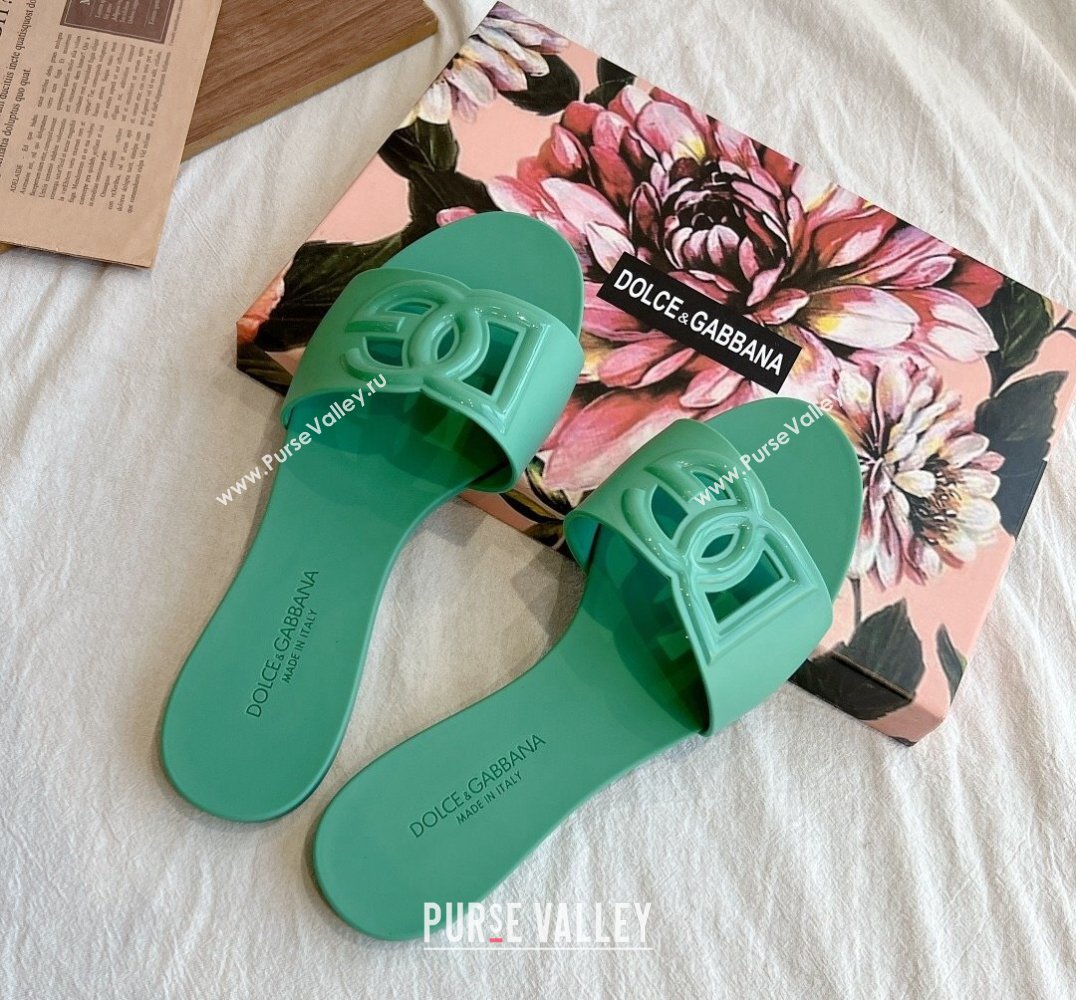 Cheap Sale Dolce Gabbana Rubber beachwear sliders Green (guodong-24012317)