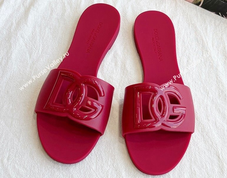 Cheap Sale Dolce Gabbana Rubber beachwear sliders Red (guodong-24012316)