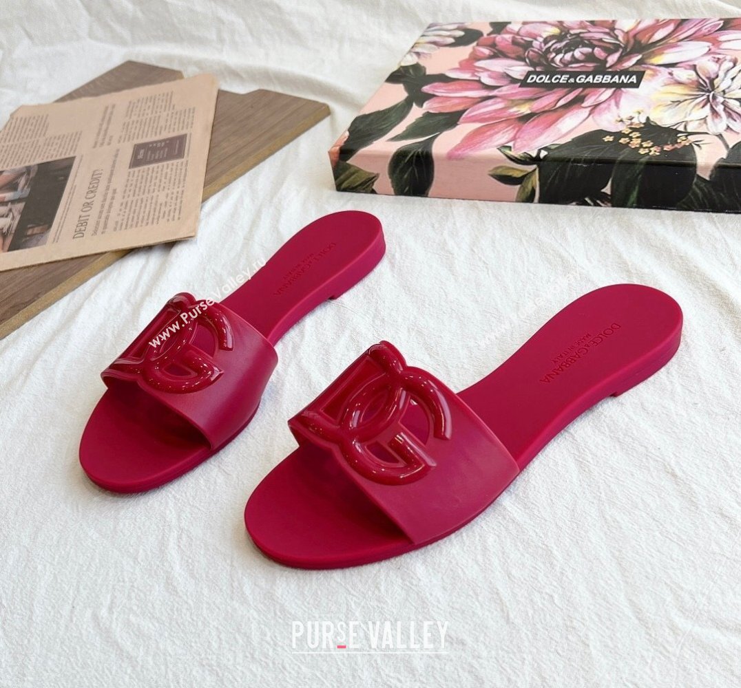 Cheap Sale Dolce Gabbana Rubber beachwear sliders Red (guodong-24012316)