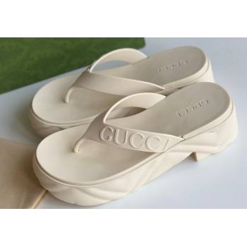 Cheap Sale Gucci thong platform rubber sandals 746334 White (guodong-24012431)