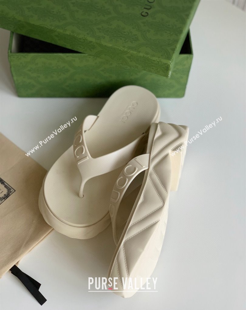 Cheap Sale Gucci thong platform rubber sandals 746334 White (guodong-24012431)