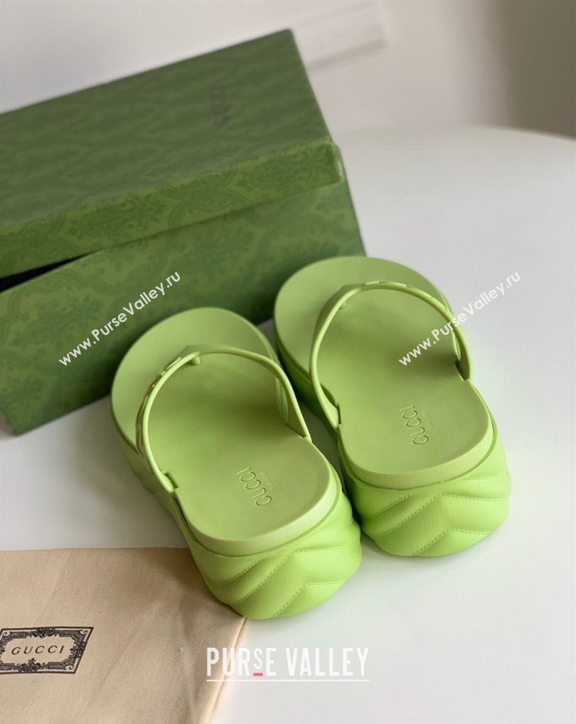 Cheap Sale Gucci thong platform rubber sandals 746334 Green (guodong-24012433)