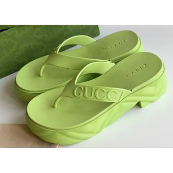 Cheap Sale Gucci thong platform rubber sandals 746334 Green (guodong-24012433)
