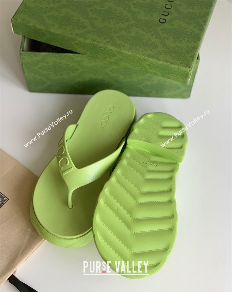 Cheap Sale Gucci thong platform rubber sandals 746334 Green (guodong-24012433)