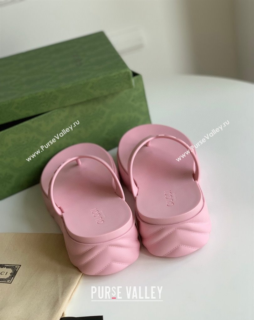 Cheap Sale Gucci thong platform rubber sandals 746334 Pink (guodong-24012432)