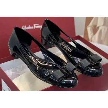 Cheap Sale Ferragamo rubber Jelly ballet flats Black with Vara Bow (guodong-24012441)